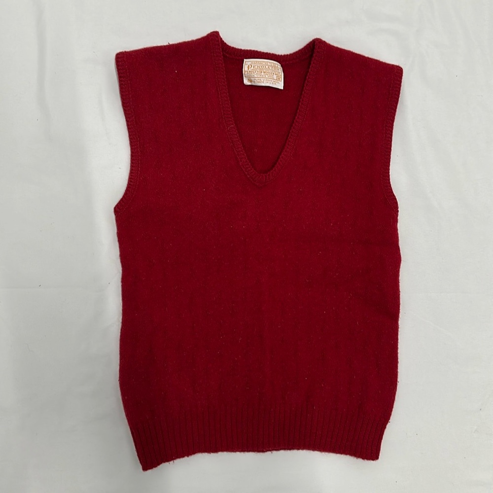 Vintage Pendleton Sweater Vest Red 100% Virgin Wool Made USA